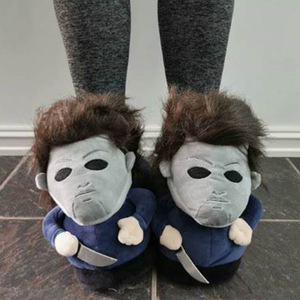 Halloween hoảng loạn Michael myers đồ chơi sang trọng dép kẻ giết người hàng loạt nhồi bông búp bê giày phim hoạt hình kinh dị Anime với một con dao bí ngô - Product Image 4