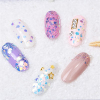 Lot de 8 poudres 3D pour nail art, paillettes sirène brillantes, breloques holographiques rose doré en plastique