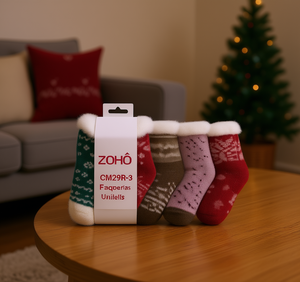 Calcetines Navideños Afelpados para Mujer Zoho, Largura hasta el Tobillo, Gruesos, Cálidos, Tejidos, para Uso Diario en Invierno, 100% Acrílico CM29R-3 - Product Image 2