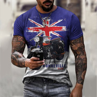 Nouveau T-shirt décontracté pour homme 2026, coupe ample, léger, élégant, respirant, en polyester, à manches courtes, imprimé 3D, moto