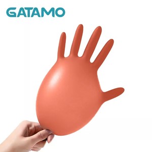 G023 fabricants de gants de Salon de beauté Orange 100 pièces par boîte gants en Nitrile synthétique sans poudre - Product Image 2