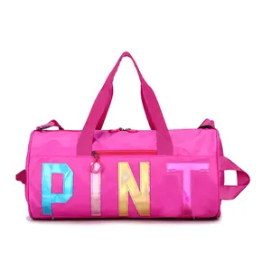 Free Sample Wholesale Custom Fashion Logo Foldable Sport Gym Women Mens Waterproof Travel Duffel bag Pink Duffel bag Duffle Bag