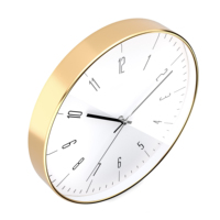 Jam Dinding Quartz Senyap Minimalis Warna Putih Lapis Emas 12 Inci