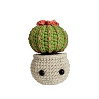 Pot de cactus en laine tissée style Ins, crocheté à la main, doux et mignon, simulation de plante verte, ornements d'ambiance de bureau