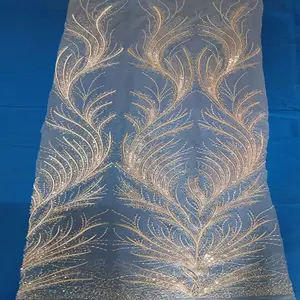 Cristal lantejoulas noiva luxo bordado frisado fabricante de renda