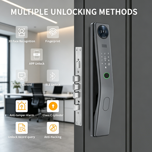 Cerradura Inteligente Bluelock 3D con Huella Dactilar, Videoportero, Tarjeta, Desbloqueo por <span class=keywords><strong>App</strong></span> <span class=keywords><strong>Tuya</strong></span>, Control Remoto, para Puertas de Madera/Acero, Aleación de Aluminio - Product Image 2