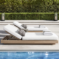 Canapé d'extérieur en teck pour patio de villa, balcon d'hôtel, ensemble de meubles en bois résistant aux intempéries pour jardin et cour