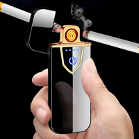 Pemantik Api Elektrik Dericsson Produk Baru Anti Angin Model Lengkung USB dengan LOGO Kustom