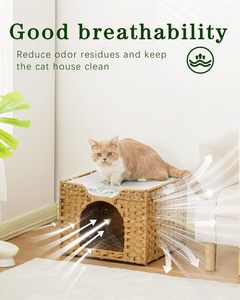 Handgeweven Milieuvriendelijk Indoor Kitten Huis Comfortabele Opbergmand Kattenbed Rotan Kat Grot Huisdierenkubus Alle Huisdierenhuizen Meubels - Product Image 4