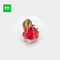 Boîte en plastique PET transparent recyclé 1 cellule Contenants Dragon Fruit Pamplemousse Tomate avec emballage à clapet