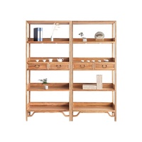 Nouvelle étagère de rangement en bois massif de style chinois moderne, simple, en bois d'orme, bibliothèque verticale pour le salon
