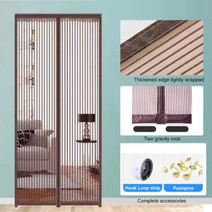 Pantalla de puerta de mosquitera barata hecha a medida de varios tamaños, cortina de puerta automática de cierre automático negro magnético manos libres - Product Image 4