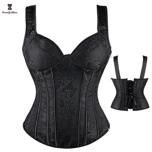 Corsé Gótico Vintage para Mujer con Escote Pronunciado, Corsé Superior Negro 2023 Nuevo Bustier con Sujetador Acolchado - Product Image 5