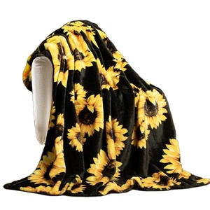 Couverture de camping double face en flanelle légère et douce pour femme, motif tournesol, 50x60 pouces, pour adulte et fille - Product Image 1
