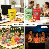 Irreguliere vorm staande pouch, voedselveilige plastic snackzak, fruitgummy snoep, op maat bedrukt, gestanst, speciale vorm verpakking