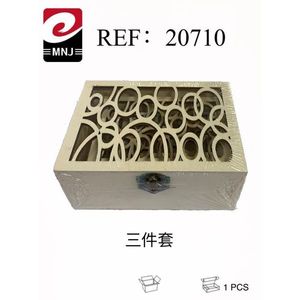 Wooden Box Three Piece Set Decorative Storage Box With Carved Design For Home Decoration 1 Pcs - Product Image 1