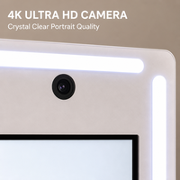 Photomaton mobile en métal de 21,5 / 15,6 pouces avec caméra 4K, microphone intégré, barre d'éclairage LED et roulettes inférieures