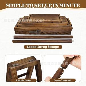 Plateau en bois pour gâteaux et desserts, 3 étages, rectangulaire, durable, présentoir de table pour mariage et fête - Product Image 4