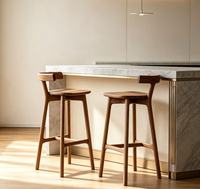 Tabouret de bar en bois massif, style nordique moderne minimaliste, avec dossier haut, personnalisable OEM pour bar à domicile, restaurant, cuisine