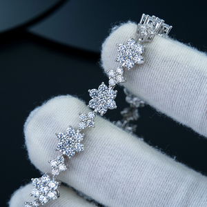 Pulsera de Plata de Ley S925 con Forma de Girasol y Moissanita de 0.1ct, Color D, VVS, para Mujer, Regalo de Boda o Fiesta - Product Image 4