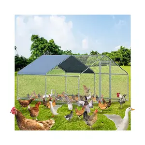 Cheaper Large Garden Metal Roof PVC Wire Mesh 13 x 9.8x 6.5 Feet Walkin Chicken Coop For Hens