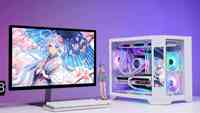 Casing PC Zeromaster Mid Tower Panoramic Tempered Glass, Kabinet CPU MATX, Pendingin, Casing Komputer Gaming dengan Layar LCD