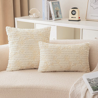 Housse de coussin carrée courte en peluche brodée pour canapé de salon, style Ins