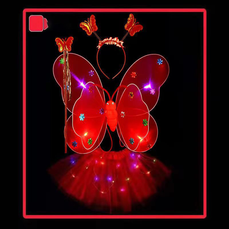 Set di ali doppie luminose di quattro-rosso