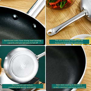 Sartén Antiadherente de Aleación de Aluminio de 24 cm, Directo de Fábrica, con Fondo de Acero Inoxidable de 3 Capas, Diseño Ecológico y Duradero para el Hogar - Product Image 4