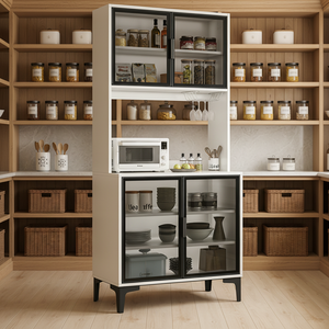 Mueble de Cocina Moderno para Comedor, MDF Ecológico, 6 Cajones, 6 Estantes, Botellero Integrado - Product Image 4