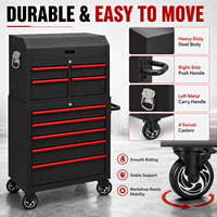Coffre à outils métallique robuste Premium Guanpin, chariot mobile combiné avec poignée latérale et roues verrouillables, capacité 250 kg