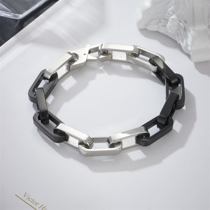 European American Hipster Inspired Trendy Stainless Steel <b>Bracelet</b> Personalized Unisex Gift Color-Blocked Design 18K Gold Plated - Product Image 3