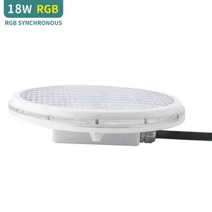 18W 12VAC flat PAR56 RGB 100% Synchronous control IP68 waterproof swimming pool light bulb LED above ground pool light