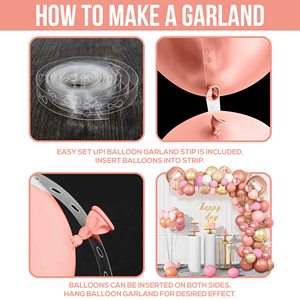 Balloons Party Wedding Baby <b>Shower</b> Girls Pink Rose Gold Balloon Arch Garland Kit Metal 96 Pcs Balloon Arch Garland Kit - Product Image 5