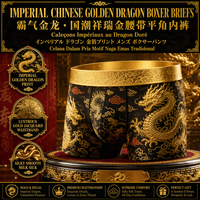 Lot de 4 boxers personnalisés pour hommes, motif Dragon Chinois Impérial, avec ceinture dorée brillante