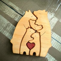 Puzzle en bois d'ours, puzzle familial d'animaux, puzzle en bois d'animaux personnalisé, cadeaux pour les parents