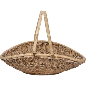 Panier en rotin tissé naturel pour les légumes, le plus beau panier de cueillette de fruits, panier avec poignée - Product Image 1