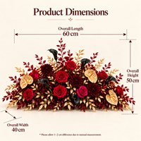 Décoration Florale Artificielle Rouge et Or en Soie pour Mariage, Banquet et Scène – Guirlande Florale Faite à la Main pour Sol – Vente en Gros