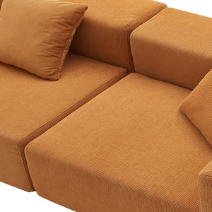 Compressed Fabric <b>Sofa</b> L-Shaped Orange-Yellow <b>Sponge</b> Filling Combination Living Room Furniture - Product Image 2
