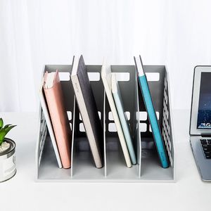 Deli <b>File</b> Rack 4-Piece Set Gray Plastic Desktop Organizer Letter Holder <b>Storage</b> <b>Box</b> - Product Image 3