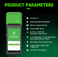 Недорогой портативный POS-терминал на Android 13.0 (2025 год) с Bluetooth, 4G, USB, 3 ГБ ОЗУ, 32 ГБ памяти для супермаркетов и кассовых операций
