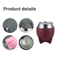 Gourde à yerba mate 10oz en acier inoxydable à double paroi, argentine, calabash, 280ml, tasse à thé, revêtement extérieur en plastique isolant