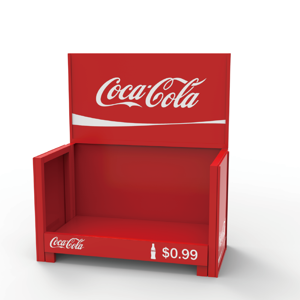 Folding Metal Floor Standing Beverage Display Stand Foldable Cola Display Rack Red Custom Size Advertising Use for Retail Shop — view 2