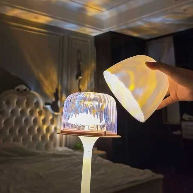 Color Changeable Water Ripple Effect Night Light for Bedroom Led Light Dimmble Bedside Table Lamps Home Decor Ambient Light