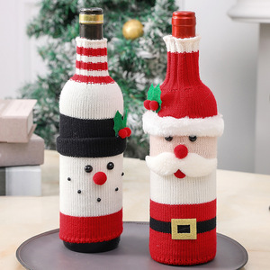 Copribottiglie Natalizi Classici in Maglia con Design <span class=keywords><strong>di</strong></span> Babbo Natale, Pupazzo <span class=keywords><strong>di</strong></span> Neve e Renna, Decorazioni Festive Ecologiche e Durevoli in Poliestere - Product Image 4