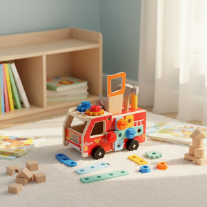 Outils de démontage Montessori, chariot en <span class=keywords><strong>bois</strong></span> sûr pour l'assemblage créatif des enfants de 5 à 7 ans - Product Image 6