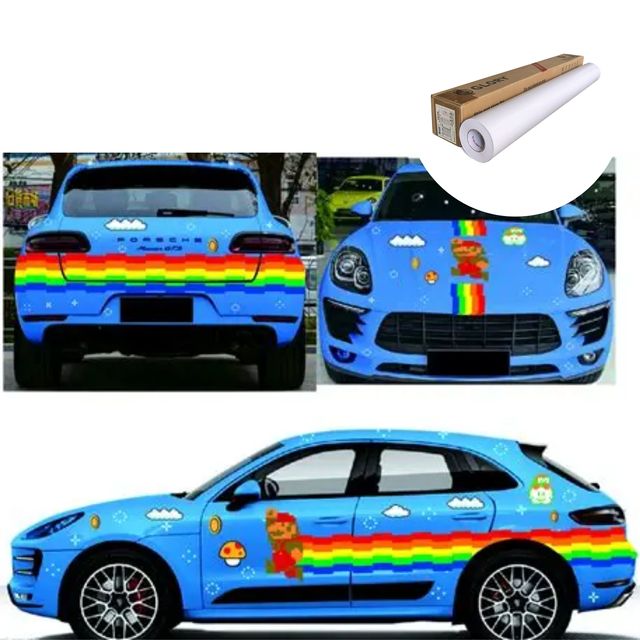 car vinyl wrap White Glue Glossy Vinyl Stickers Roll Eco Solvent PVC Self-Adhesive Film Water & UV Resistant for Advertising Printing wrapping vinyl