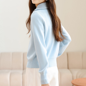 <span class=keywords><strong>Cardigan</strong></span> in Maglia con Cappuccio e <span class=keywords><strong>Zip</strong></span> Azzurro Chiaro da <span class=keywords><strong>Donna</strong></span> - Top Casual Fresco per Tutti i Giorni - Product Image 3