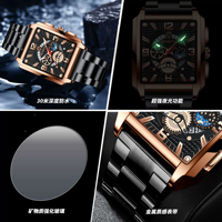 Relojes de Cuarzo Deportivos Multifuncionales con Luz Nocturna y Calendario Cuadrado Retro para Hombre, Resistentes al Agua, Venta al Por Mayor Binbond