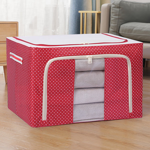 Moisture Proof Underwear Storage Pouch Stackable Clothes Storage Box Bins Oxford Cloth Steel Frame Box for Clothes Bed Blankets